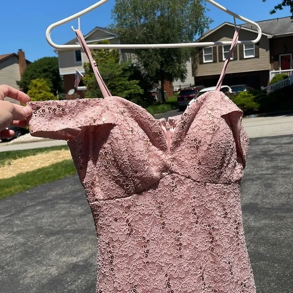 Love Reign | Dresses | Light Pink Rose Gold Sequinlace Dress | Poshmark